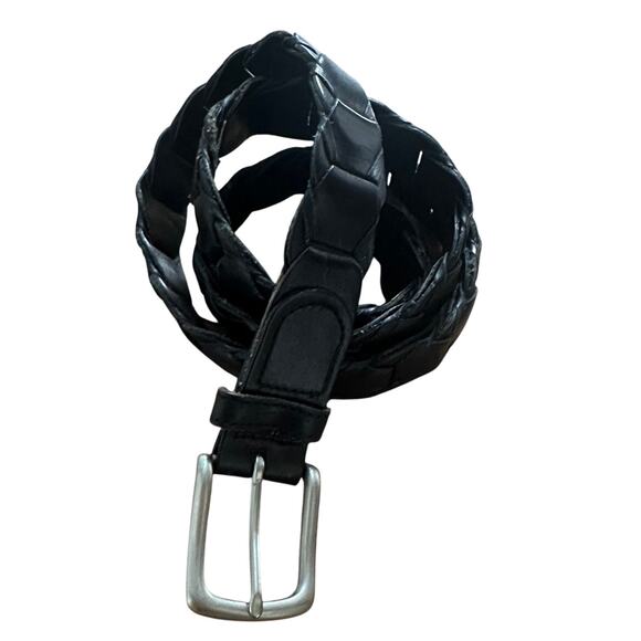 Structure Other - Vintage Structure Black Genuine Leather Braided Belt Mens Silver Buckle Size 38